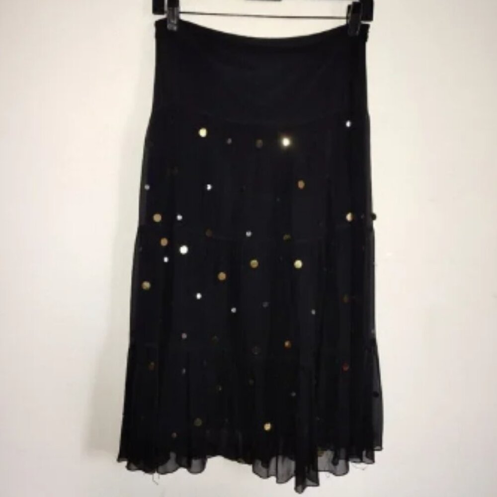 Ladies SZ S JM Atelier Black Silk Sequin Evening Skirt